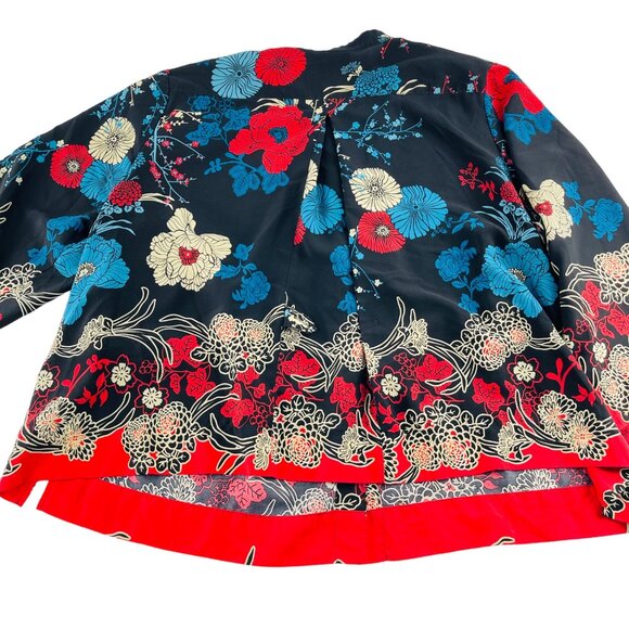 Catherine's Added Dimensions Womens Floral Blouse size 3X Black Red Beige - Picture 5 of 5